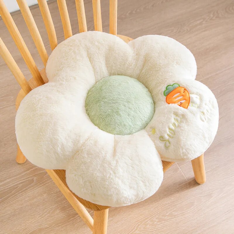 Anyhouz Plush Pillow White Five Petal Flower Shape Stuffed Soft Pillow Seat Cushion Room Decor 50cm-Pillow-PEROZ Accessories