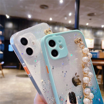 Anymob iPhone Case Yellow Pearl Bracelet Glitter Shockproof Camera Protection Cover-Mobile Phone Cases-PEROZ Accessories