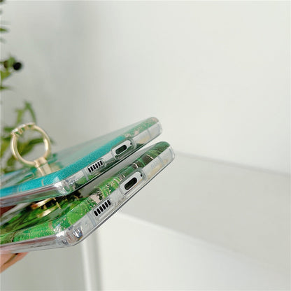 Anymob Samsung Blue Green Silicon Case Glitter Marble Finger Ring Bracket Holder Phone Cover-Mobile Phone Cases-PEROZ Accessories