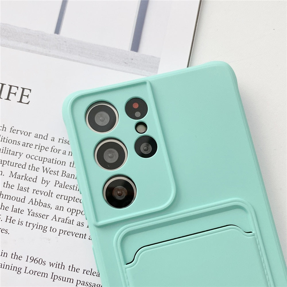 Anymob Samsung Yellow Phone Case Soft Silicone Card Slots Cover-Mobile Phone Cases-PEROZ Accessories