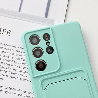 Anymob Samsung Yellow Phone Case Soft Silicone Card Slots Cover-Mobile Phone Cases-PEROZ Accessories