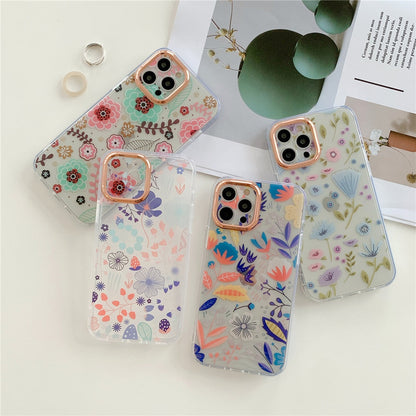 Anymob iPhone Case Red Plating Flowers Case Transparent Acrylic Bumper Back Cover-Mobile Phone Cases-PEROZ Accessories