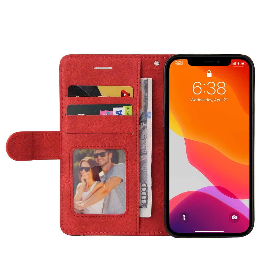 Anymob iPhone Case Green Leather Flip Wallet Stand Case Cover-Mobile Phone Cases-PEROZ Accessories