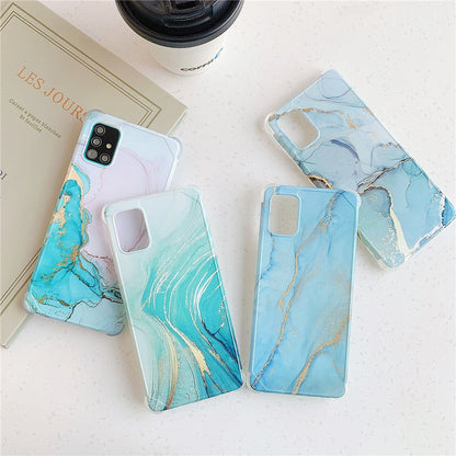 Anymob Samsung Light Blue Marble Phone Case Silicone Shockproof Cover-Mobile Phone Cases-PEROZ Accessories