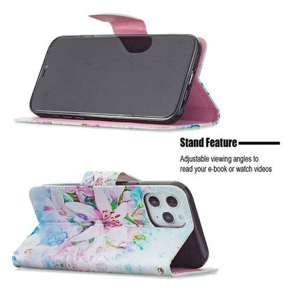 Anymob iPhone Case Light Pink Flower Flip Leather Fashion Colorful Flower Painted Wallet Phone Bags-Mobile Phone Cases-PEROZ Accessories