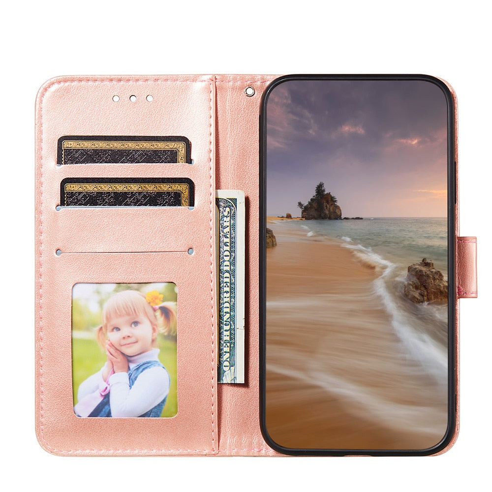 Anymob iPhone Case Pink Solid Color Leather Fashion Magnetic Flip Wallet Cover-Mobile Phone Cases-PEROZ Accessories