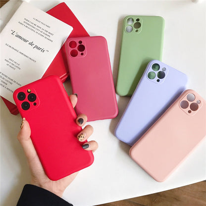 Anymob iPhone Light Green Liquid Silicone Case Fashion Solid Color Soft Shockproof Back Cover-Mobile Phone Cases-PEROZ Accessories