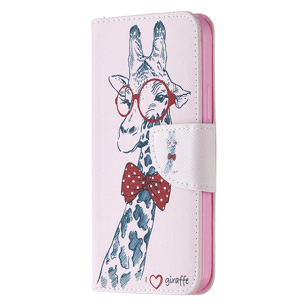 Anymob iPhone Case Blue with Cherry Blossom Flip Cover Fashion Painted Wallet Leather Bag Shell-Mobile Phone Cases-PEROZ Accessories