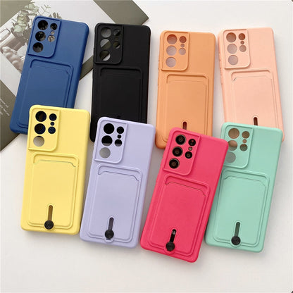 Anymob Samsung Yellow Phone Case Soft Silicone Card Slots Cover-Mobile Phone Cases-PEROZ Accessories