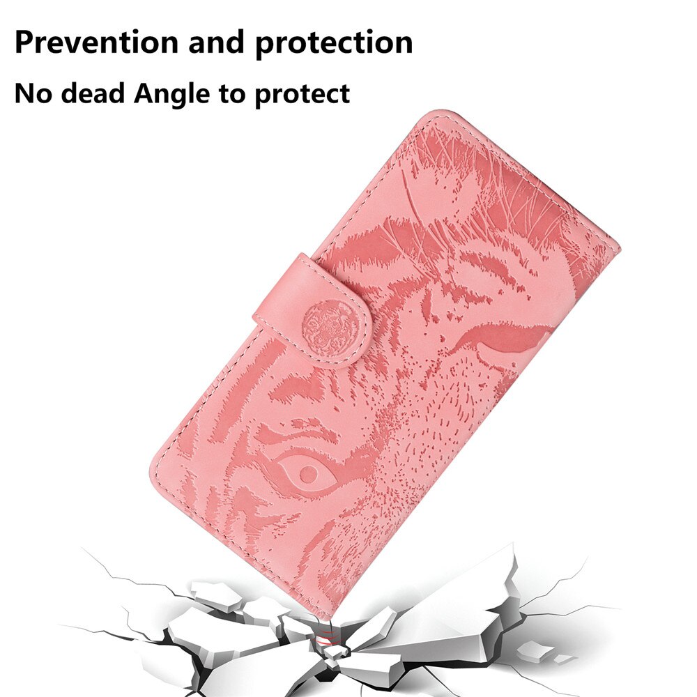 Anymob iPhone Pink Tiger Embossed Leather Case Flip Wallet Mobile Phone Cover Compatible-Mobile Phone Cases-PEROZ Accessories