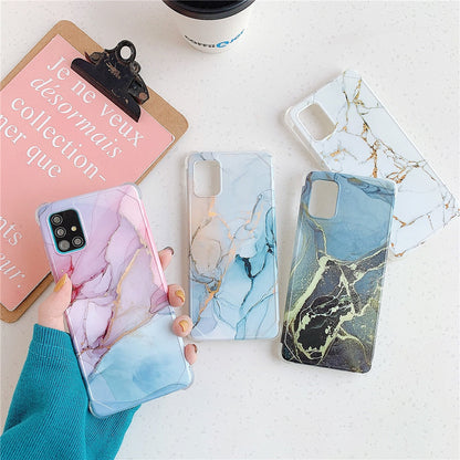 Anymob Samsung Light Blue Smooth Marble Phone Case Silicone Shockproof Cover-Mobile Phone Cases-PEROZ Accessories