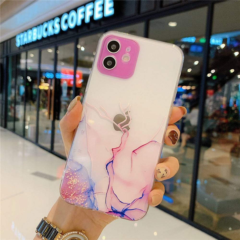 Anymob iPhone Case Blue Watercolor Marble Soft Silicone TPU Cover-Mobile Phone Cases-PEROZ Accessories
