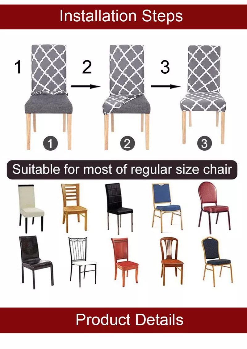 Anyhouz Chair Cover Pink with Gold Linear Design with Anti-Dirt and Elastic Material for Dining Room Kitchen Wedding Hotel Banquet Restaurant-Chair Cover-PEROZ Accessories