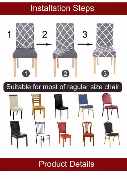 Anyhouz Chair Cover Pink with Gold Linear Design with Anti-Dirt and Elastic Material for Dining Room Kitchen Wedding Hotel Banquet Restaurant-Chair Cover-PEROZ Accessories