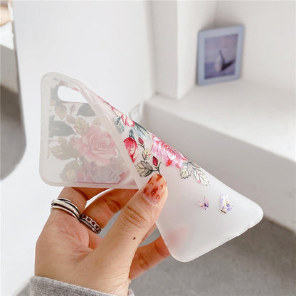 Anymob Samsung Case White Flower Vintage Relief Flower Phone Matte Soft Silicone Back Cover-Mobile Phone Cases-PEROZ Accessories
