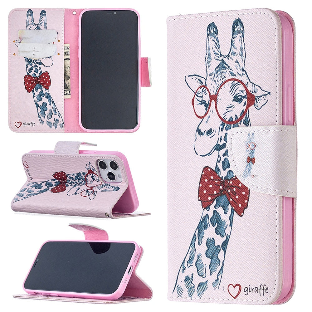 Anymob iPhone Case Blue with Cherry Blossom Flip Cover Fashion Painted Wallet Leather Bag Shell-Mobile Phone Cases-PEROZ Accessories