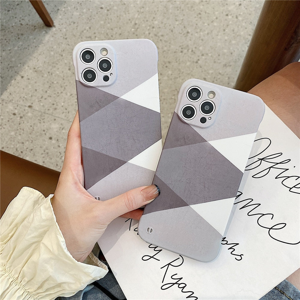 Anymob iPhone Case White and Purple Ink Painting Mountain Peak Liquid Texture Plastic Cover Rimless-Mobile Phone Cases-PEROZ Accessories