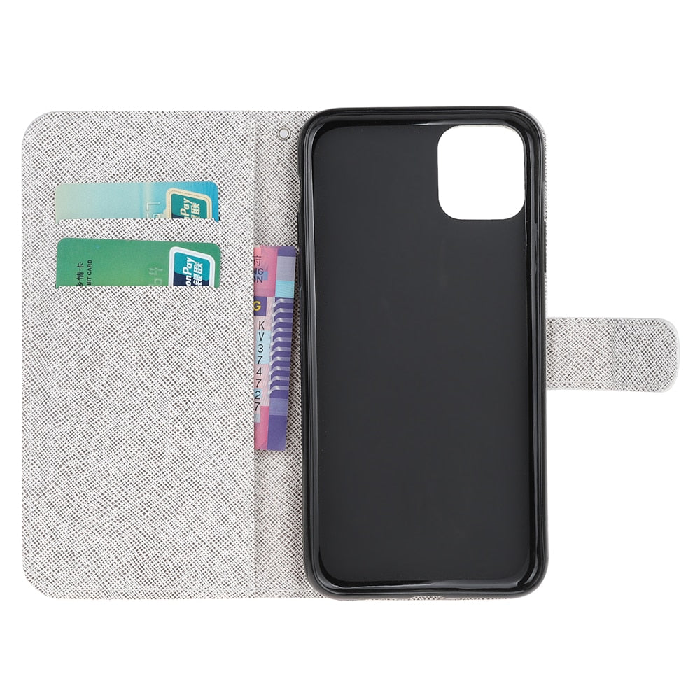 Anymob iPhone Case Black Cat Leather Flip Wallet Cartoon Stand Phone Cases Cover-Mobile Phone Cases-PEROZ Accessories
