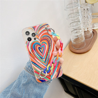 Anymob iPhone Case Rainbow Art Graffiti Love Heart Bracelet Colorful Chain Soft Silicone Case-Mobile Phone Cases-PEROZ Accessories