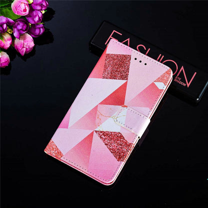 Anymob iPhone Pink Mosaic Flip Leather Phone Cases Animal Painted Wallet Cover-Mobile Phone Cases-PEROZ Accessories