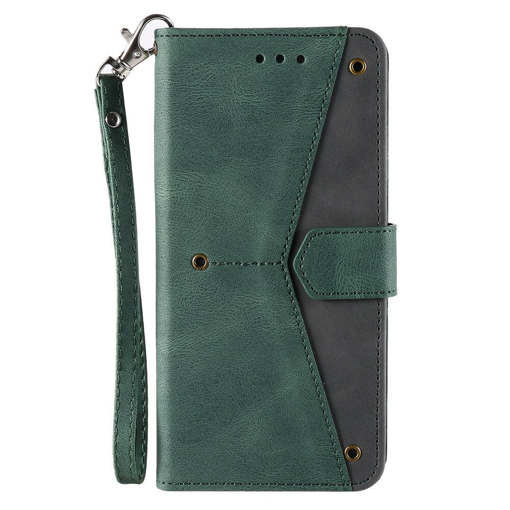 Anymob Samsung Green Splicing Flip Leather Case Card Slot Wallet Phone Cover-Mobile Phone Cases-PEROZ Accessories