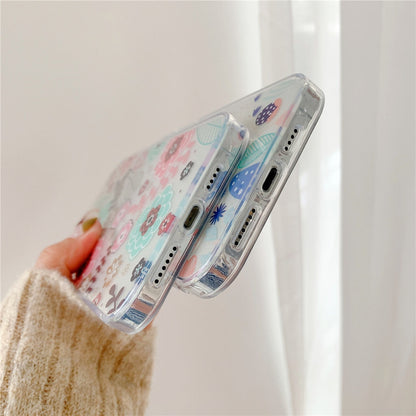 Anymob iPhone Case Red Plating Flowers Case Transparent Acrylic Bumper Back Cover-Mobile Phone Cases-PEROZ Accessories