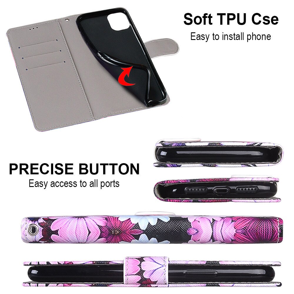 Anymob Samsung Case Northern Lights Color Luxury Painted Flip Cute Playful Cat Wallet Phone Cover-Mobile Phone Cases-PEROZ Accessories