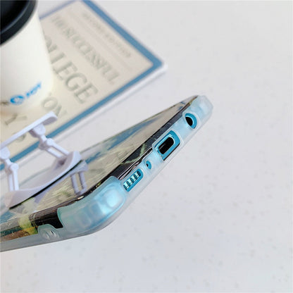 Anymob Samsung Case Purple And Light Blue Marble With Finger Ring Holder Silicone Phone Cover-Mobile Phone Cases-PEROZ Accessories