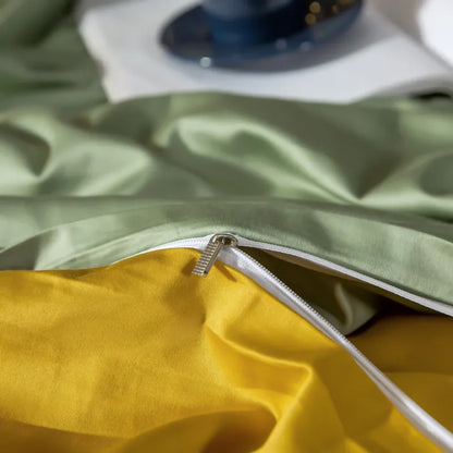 Anyhouz Duvet Comforter Set Full Green/ Yellow Egyptian Cotton Thick Blanket Bedspread 6 Pcs Bed Set-Comforter-PEROZ Accessories