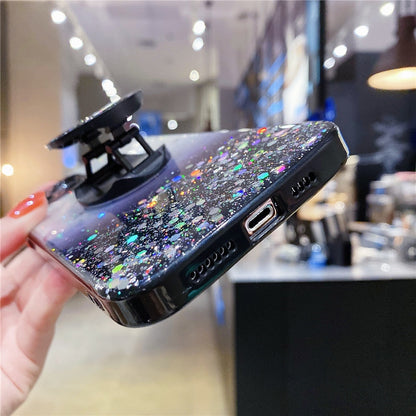 Anymob iPhone Case Sky Blue Camera Protection Bling Glitter Soft Clear Stand Holder Cover-Mobile Phone Cases-PEROZ Accessories