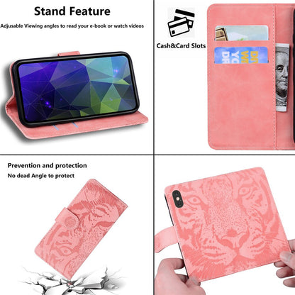 Anymob iPhone Pink Tiger Embossed Leather Case Flip Wallet Mobile Phone Cover Compatible-Mobile Phone Cases-PEROZ Accessories