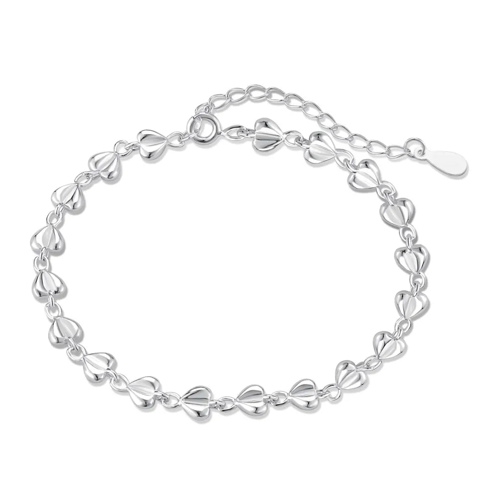 Anyco Bracelet Fashion 925 Sterling Silver Jewelry Mujeres Pulseras Heart Charm Bracelets Bangles For Women-Bracelets-PEROZ Accessories