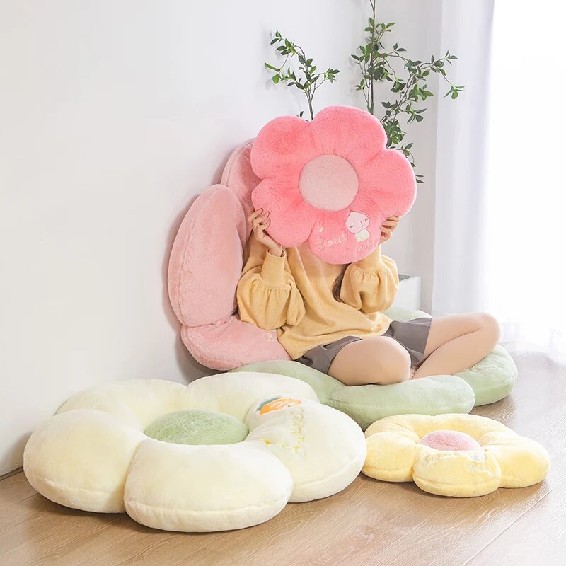 Anyhouz Plush Pillow Yellow Five Petal Flower Shape Stuffed Soft Pillow Seat Cushion Room Decor 90cm-Pillow-PEROZ Accessories