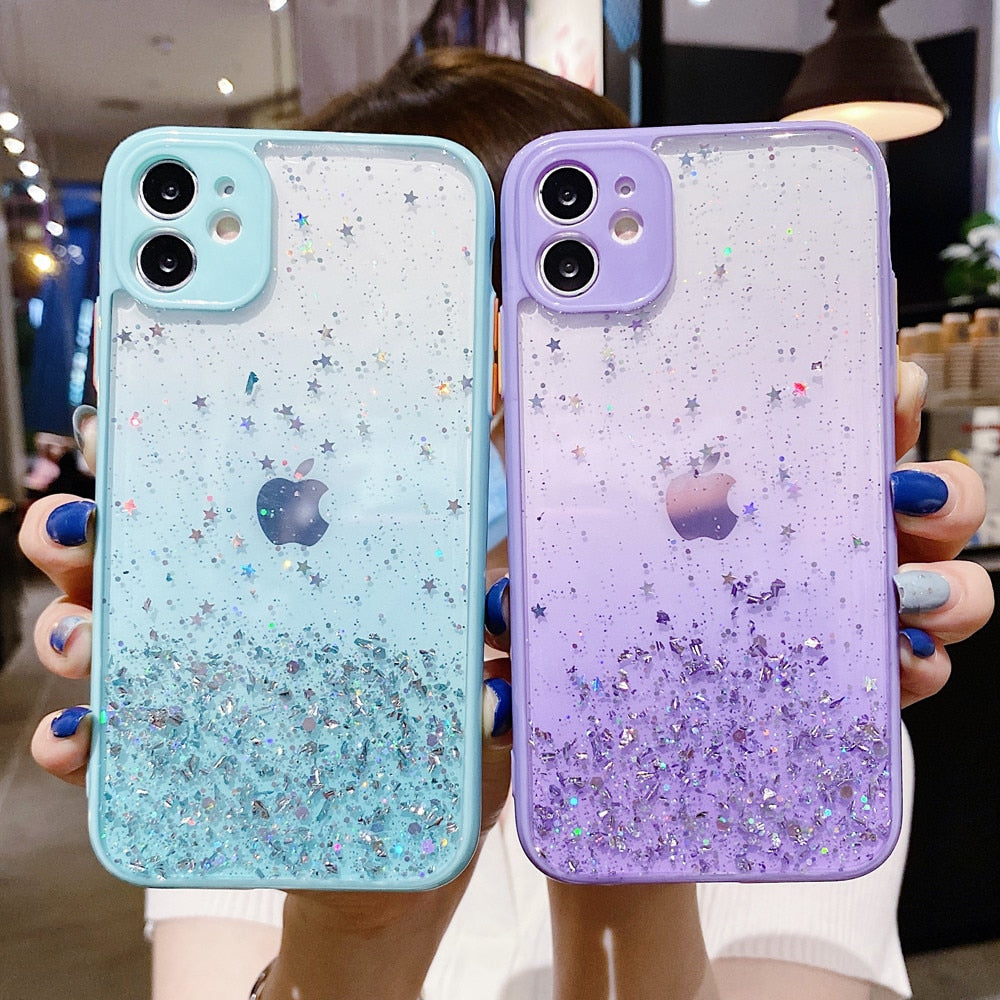 Anymob iPhone Black Shiny Case Glitter Camera Protect Clear Silicone Cover-Mobile Phone Cases-PEROZ Accessories
