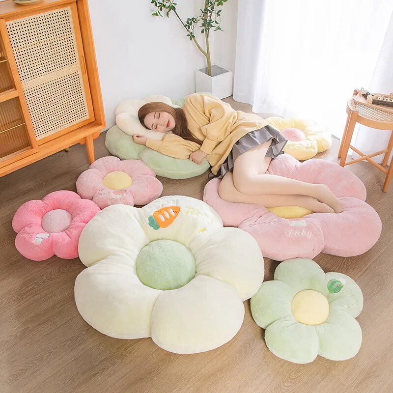 Anyhouz Plush Pillow White Five Petal Flower Shape Stuffed Soft Pillow Seat Cushion Room Decor 90cm-Pillow-PEROZ Accessories