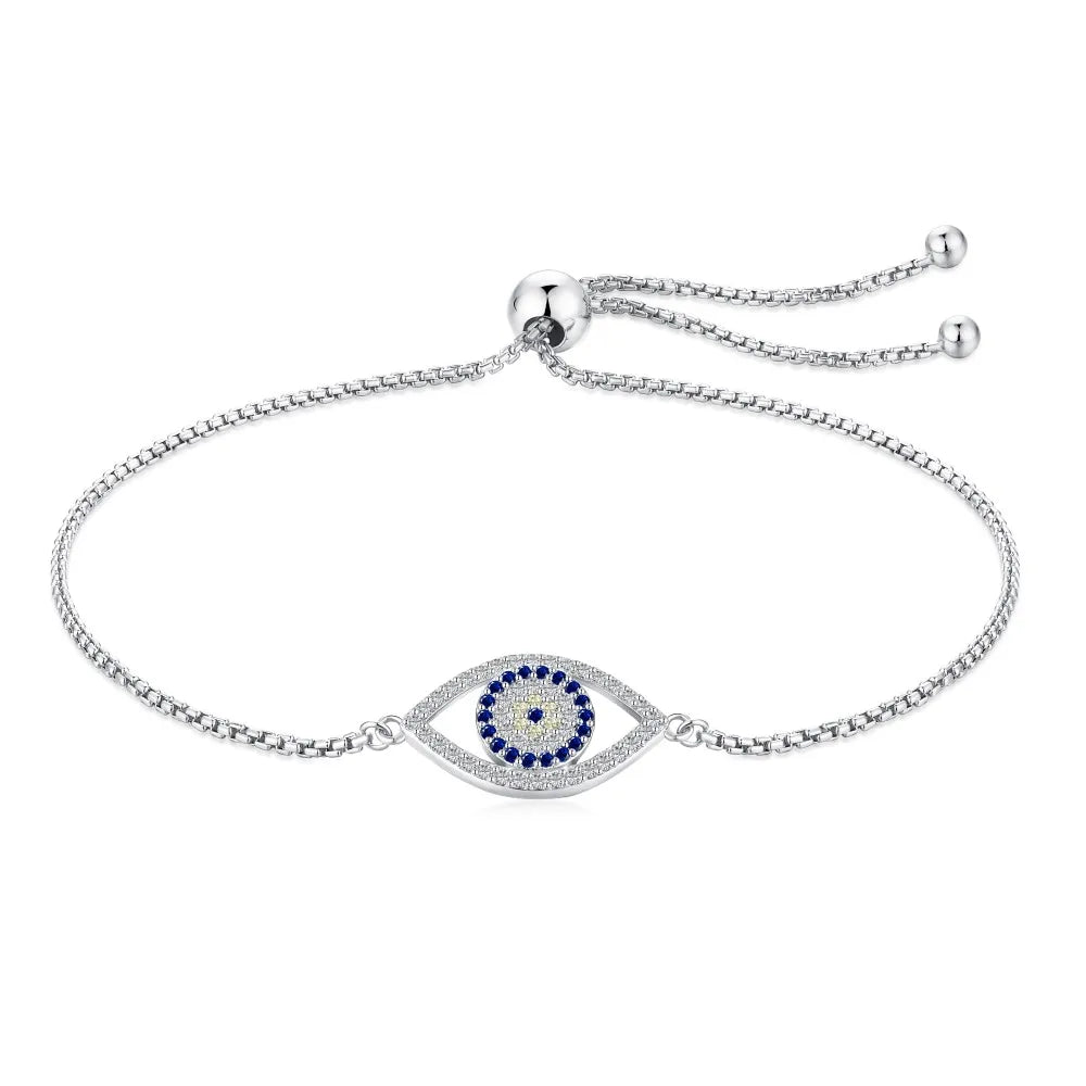 Anyco Bracelet Sterling Silver Pulsera Adjustable Para Mujer Blue Eyes Bracelet Zircon Adjustable Bracelets For Women-Bracelets-PEROZ Accessories