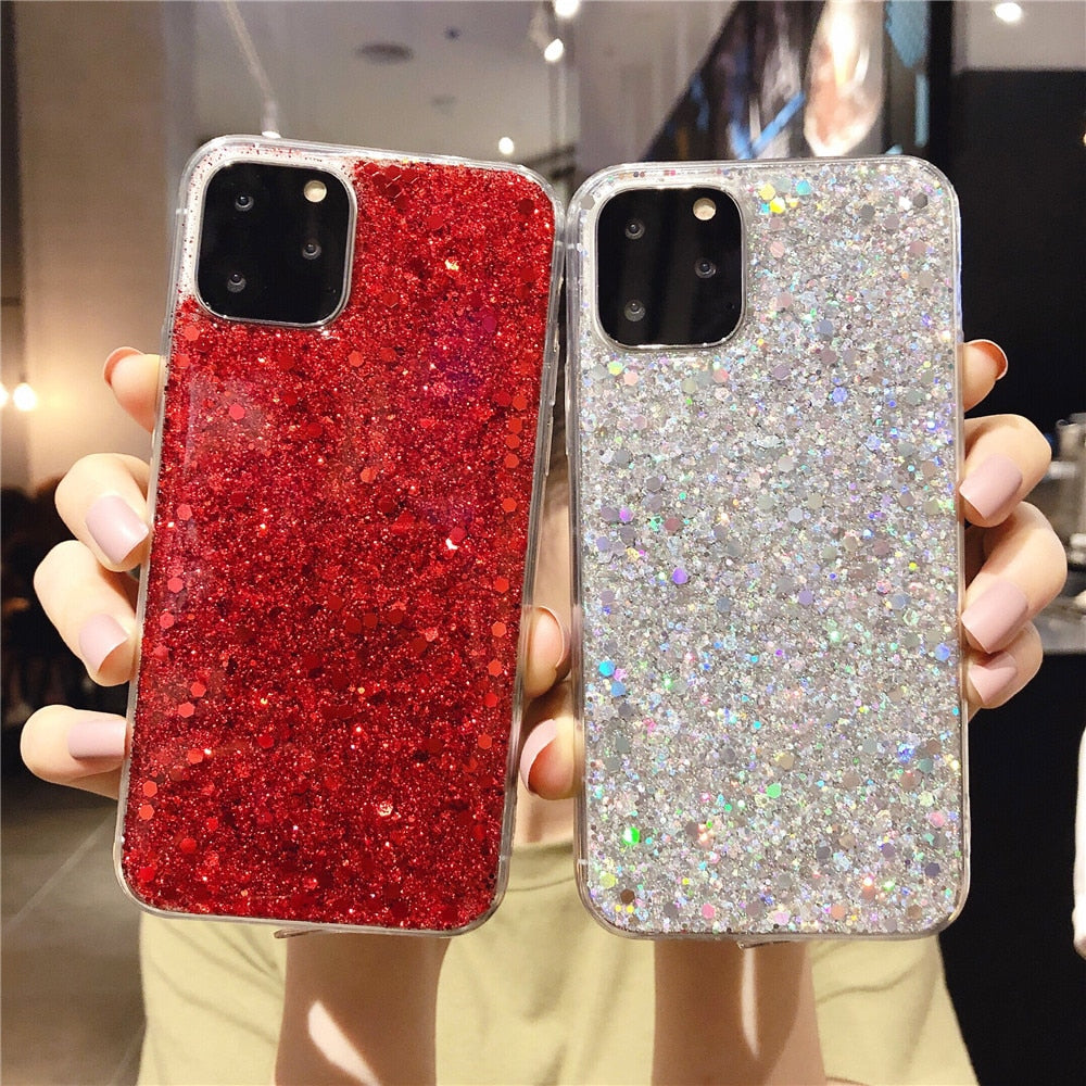 Anymob iPhone Case Yellow Shining Sequin Glitter Soft Silicone Bling Cover-Mobile Phone Cases-PEROZ Accessories