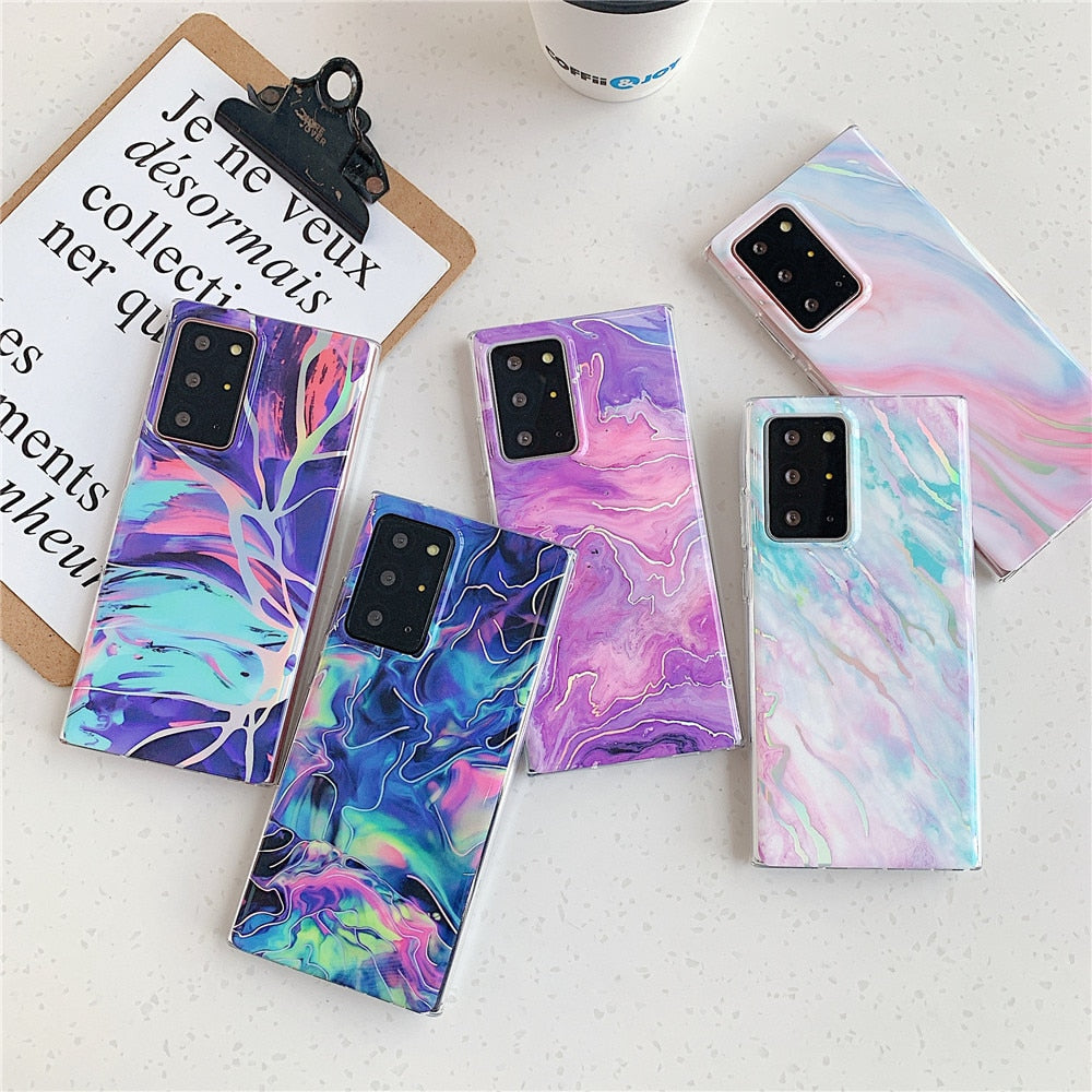 Anymob Samsung Pink And Lavender Laser Gradient Marble Phone Case Silicon Cover-Mobile Phone Cases-PEROZ Accessories