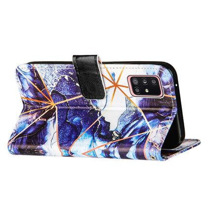 Anymob Samsung Ocean Blue Geometric Marble Leather Case Flip Wallet Magnetic Phone Cover-Mobile Phone Cases-PEROZ Accessories