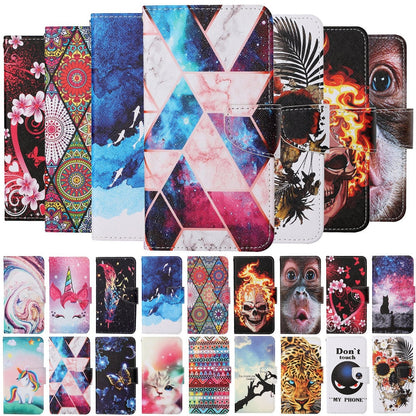 Anymob Samsung Ocean Blue Pattern Phone Case Magnetic Flip Leather Wallet Painted Cover-Mobile Phone Cases-PEROZ Accessories