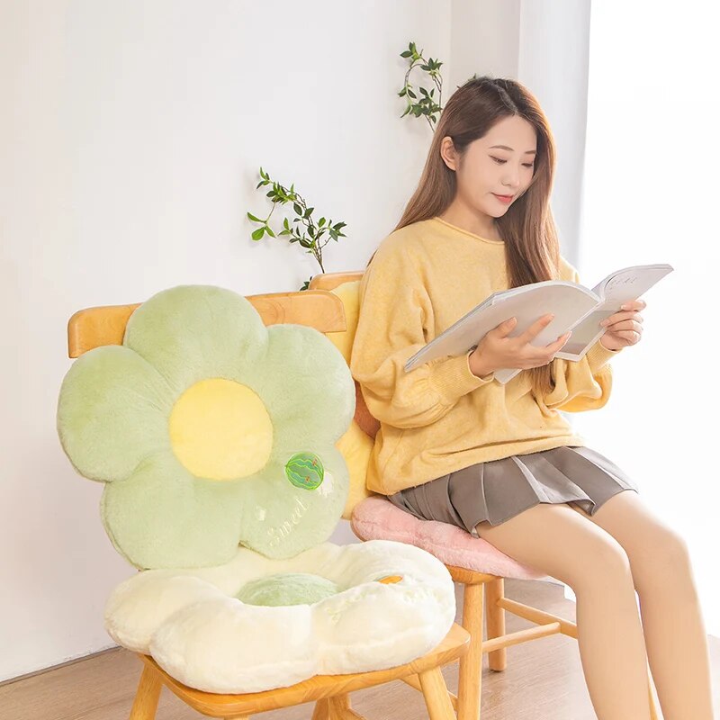 Anyhouz Plush Pillow White Five Petal Flower Shape Stuffed Soft Pillow Seat Cushion Room Decor 50cm-Pillow-PEROZ Accessories