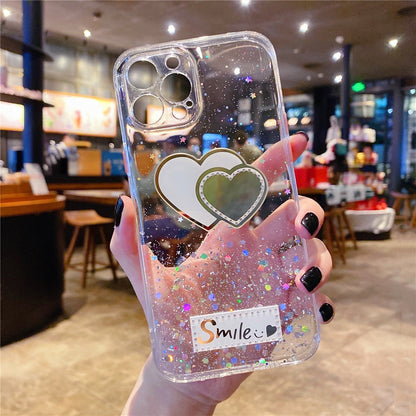 Anymob iPhone Case Pink Gradient Glitter Epoxy Phone Soft Silicone Clear Cover-Mobile Phone Cases-PEROZ Accessories