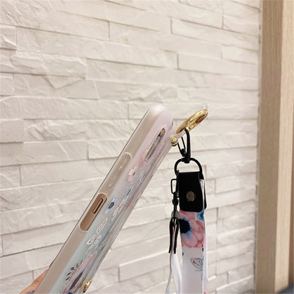 Anymob Samsung Buttery And Cherry Blossom Soft Silicone Case Flowers Neck Lanyard Wristband Holder Cover-Mobile Phone Cases-PEROZ Accessories