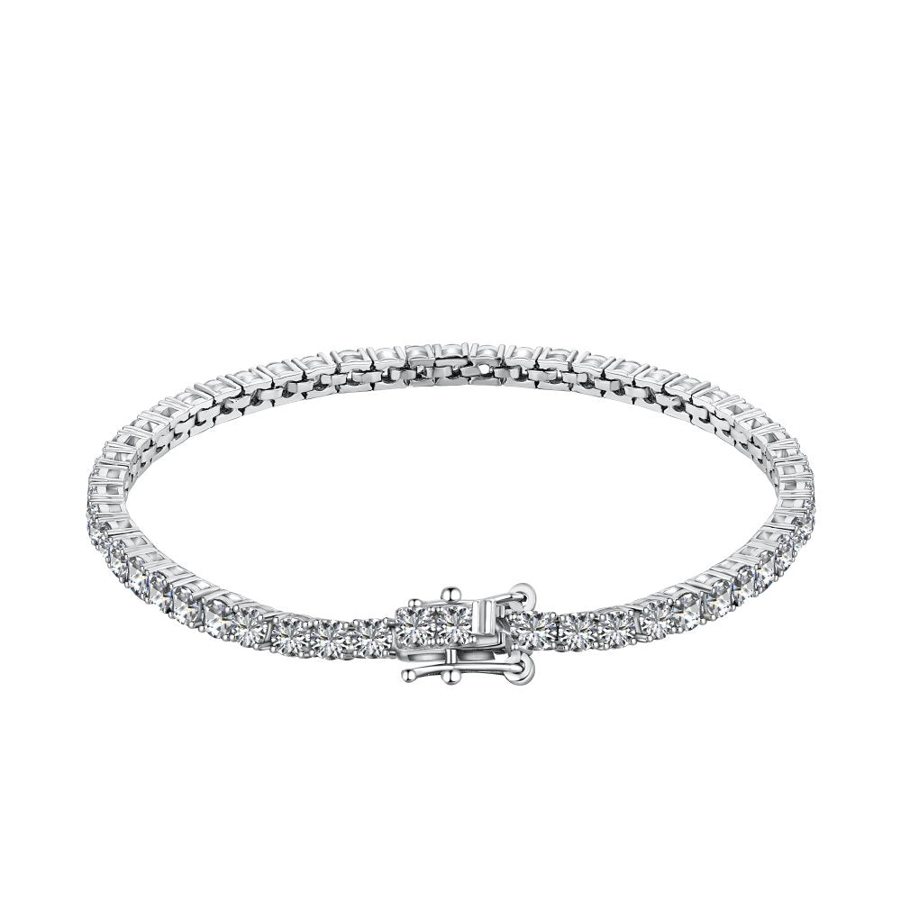 Anyco Bracelet Fine Jewelry Women S925 Silver Rhodium Plated Black Pink Green Clear Round Cut 5A Cubic Zirconia Tennis Bangles-Bracelets-PEROZ Accessories
