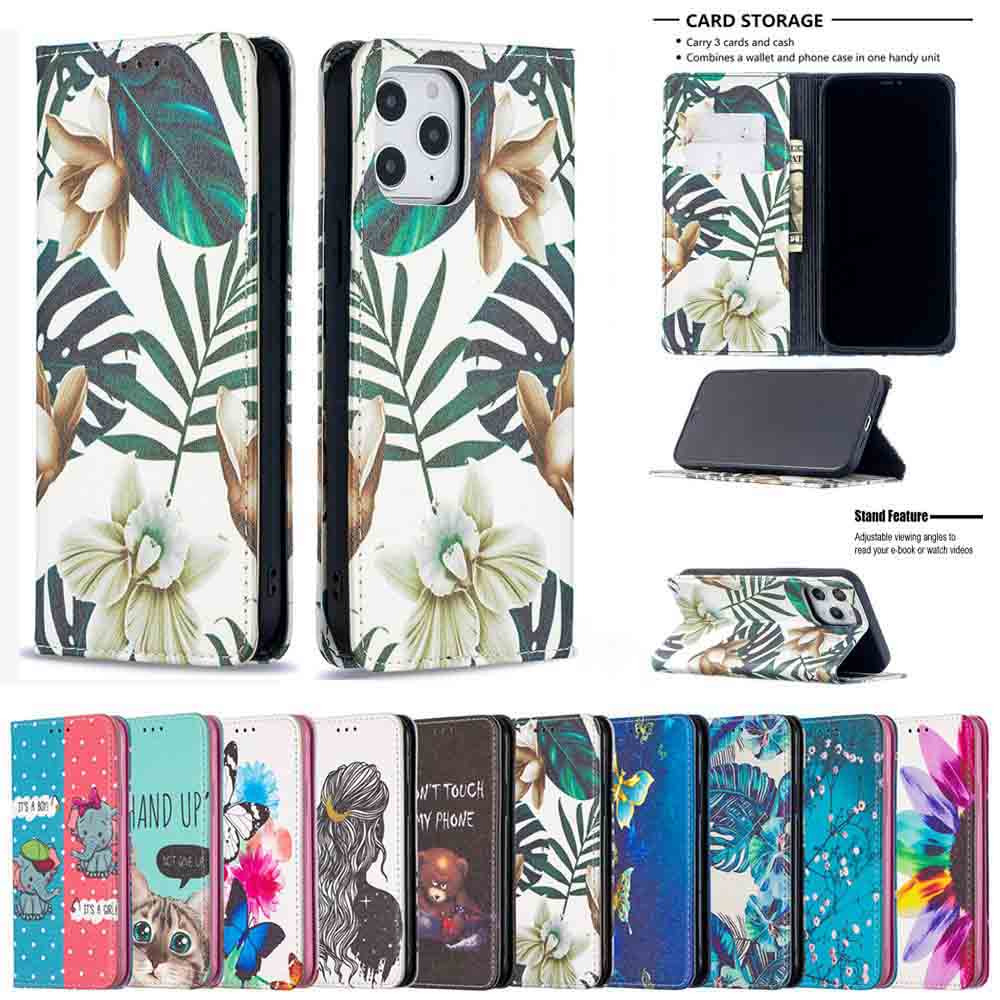 Anymob iPhone Case Flip Leather Rainbow Flower Magnetic Card slot Wallet Cover-Mobile Phone Cases-PEROZ Accessories