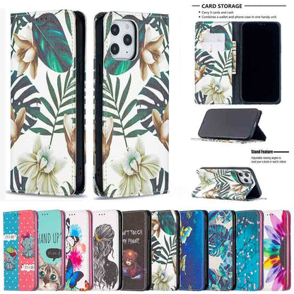 Anymob iPhone Case Flip Leather Rainbow Flower Magnetic Card slot Wallet Cover-Mobile Phone Cases-PEROZ Accessories