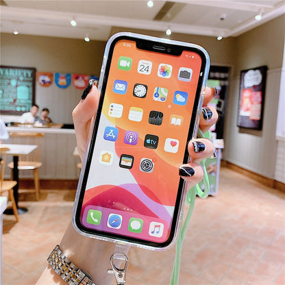 Anymob iPhone Case Marble Granite Purple Crossbody Lanyard Soft TPU Chain Cover-Mobile Phone Cases-PEROZ Accessories