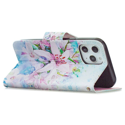 Anymob iPhone Case Light Pink Flower Flip Leather Fashion Colorful Flower Painted Wallet Phone Bags-Mobile Phone Cases-PEROZ Accessories