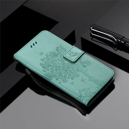 Anymob iPhone Violet Flip Leather Cases Cat Embossing Wallet Phone Cover-Mobile Phone Cases-PEROZ Accessories