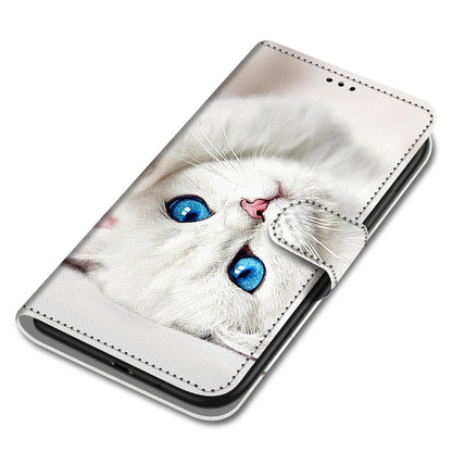 Anymob Samsung White Kitty Cute Animal Painted Leather Phone Case Flip Wallet Phone Bag Cover-Mobile Phone Cases-PEROZ Accessories
